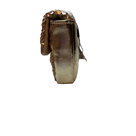 Nicole Miller Gold Sequin Chain Strap Crossbody Small Bag Purse Card Slots NWT - Picture 3 of 5